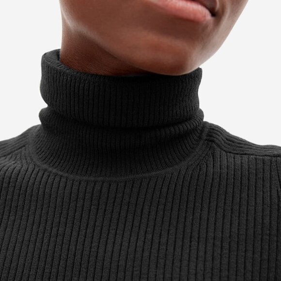 Everlane The Italian Merino Rib Turtleneck in Black Size Large - Picture 2 of 6